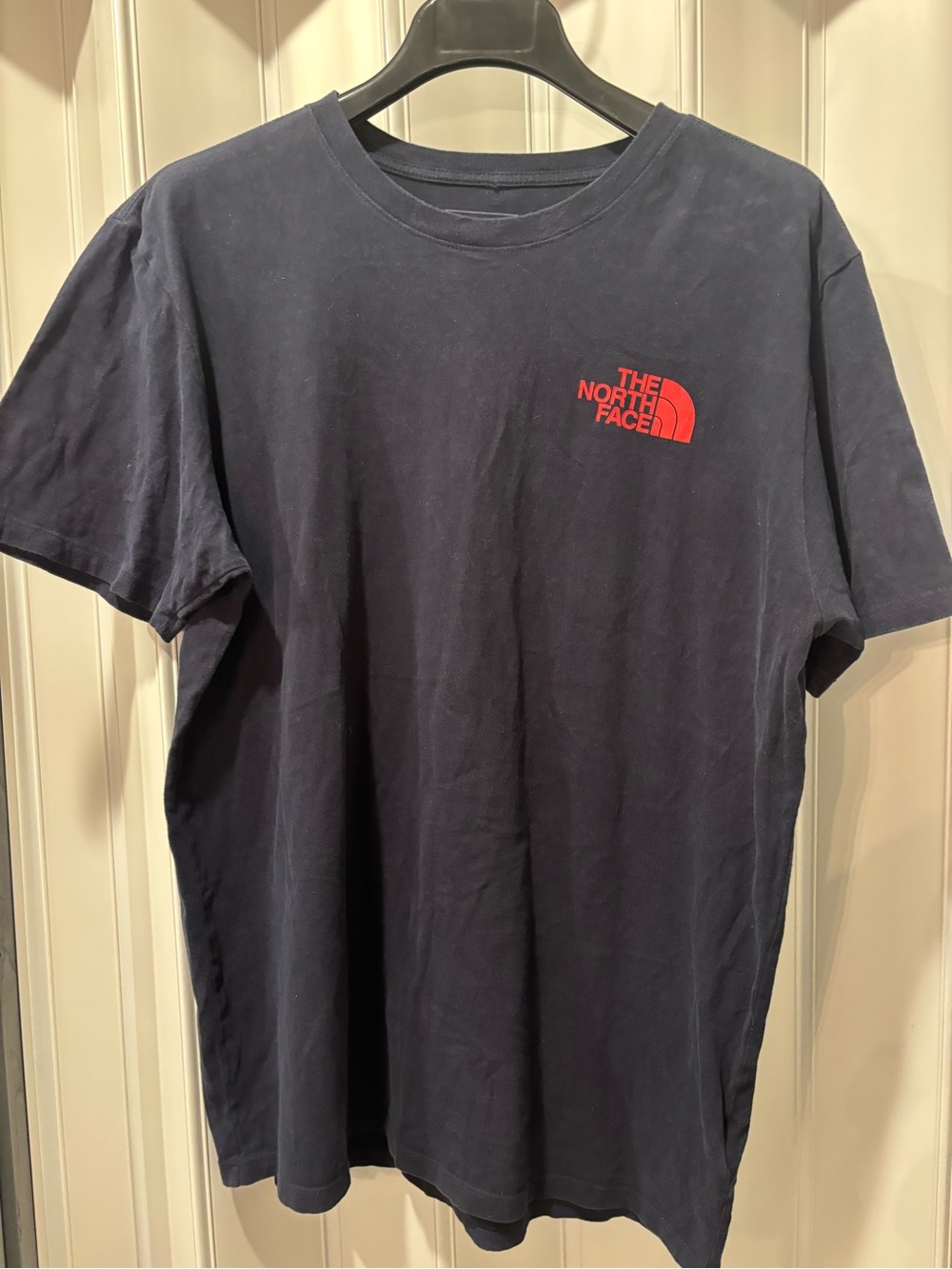 The North Face Men's Navy Logo Tee - Red Logo Size Large